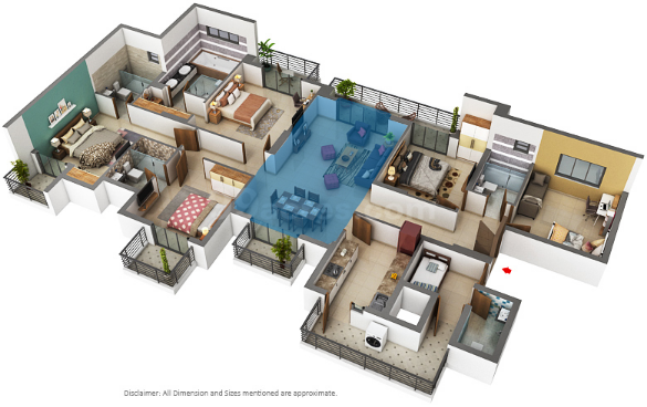 4 bhk luxury Apartmet available for sale in Solitaire at Godrej Nest located in Sector-150 Noida — Floor plan