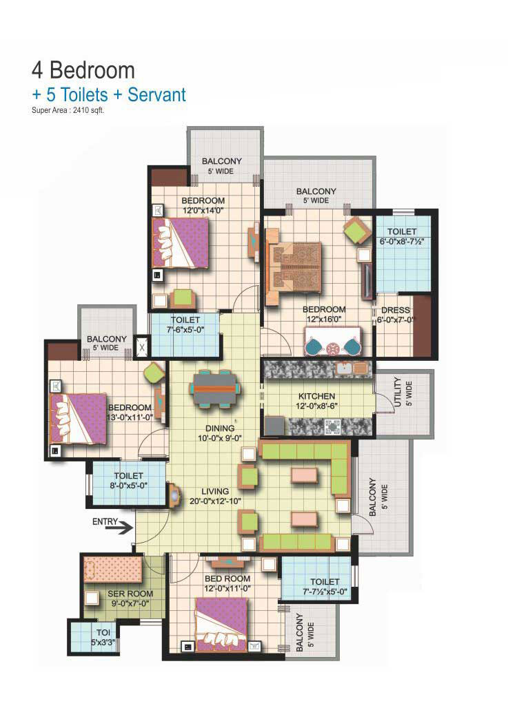 4 bhk + servant Apartment available for sale in Amrapali Siliconcity — Floor plan