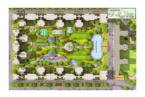 2 bhk+ Study apartment available for sale in Antriksh Golf View 1 in Sector-78 Noida — Master plan