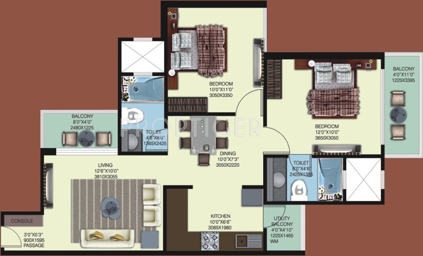 2 bhk apartment available for sale in Mahagun My Woods in Sector-16-B Noida Extension — Floor plan
