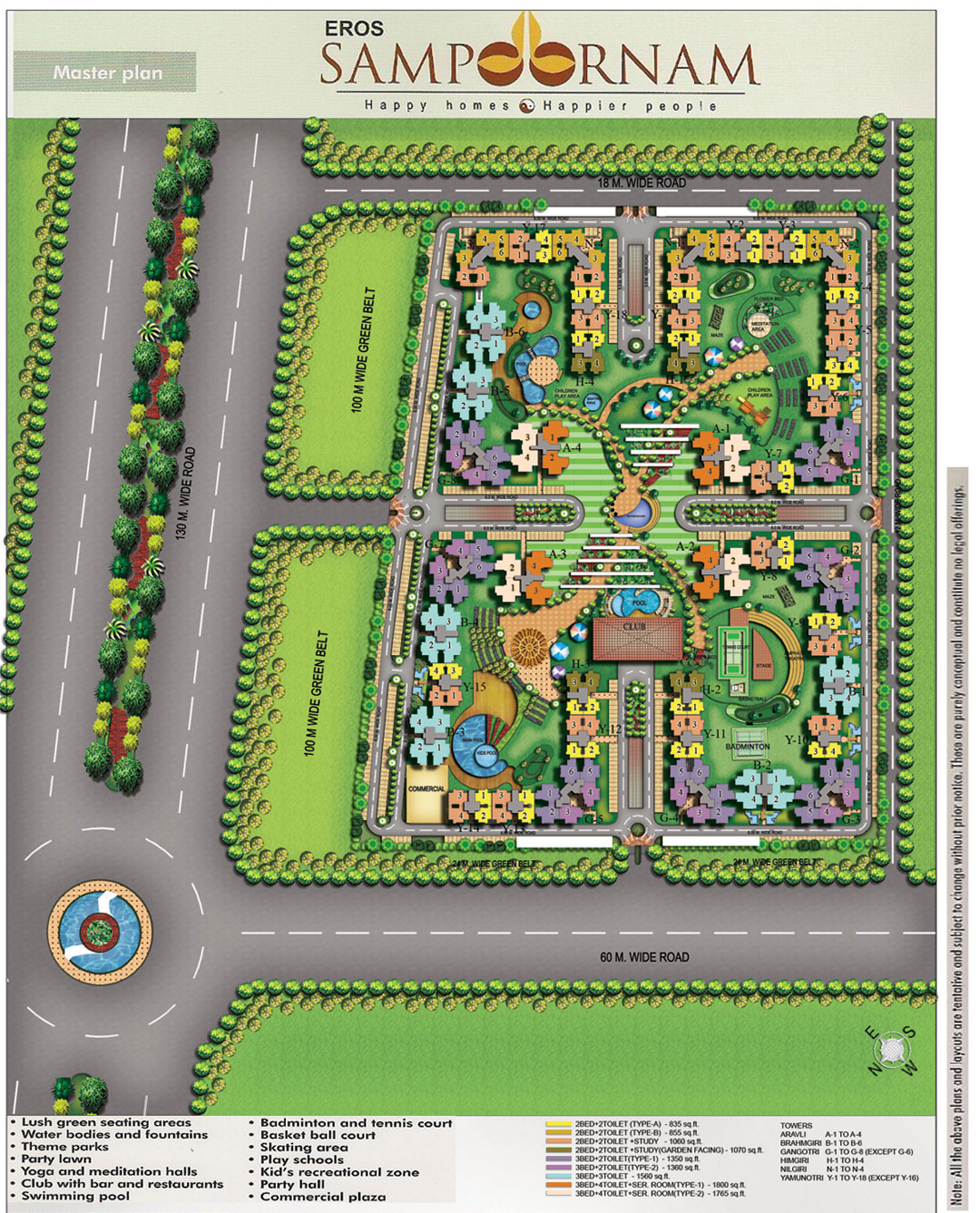 3 BHK Residential Apartment for rent in Eros Sampoornam — Master plan