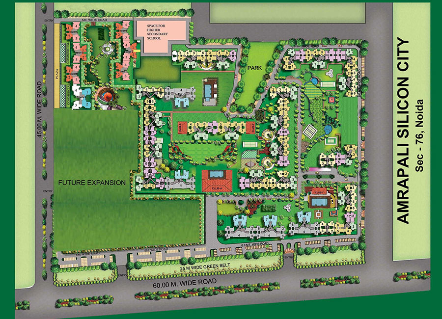 4 bhk + servant Apartment available for sale in Amrapali Siliconcity — Master plan